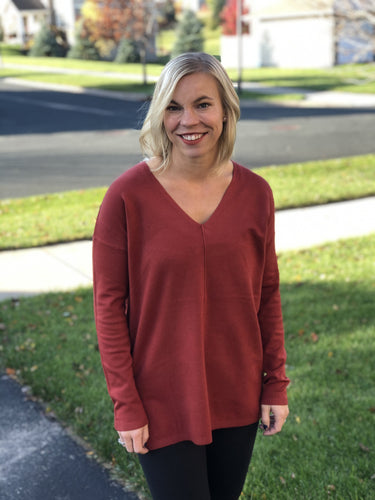 Rust sweater with Center seam