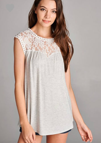 Lace yolk grey tank top