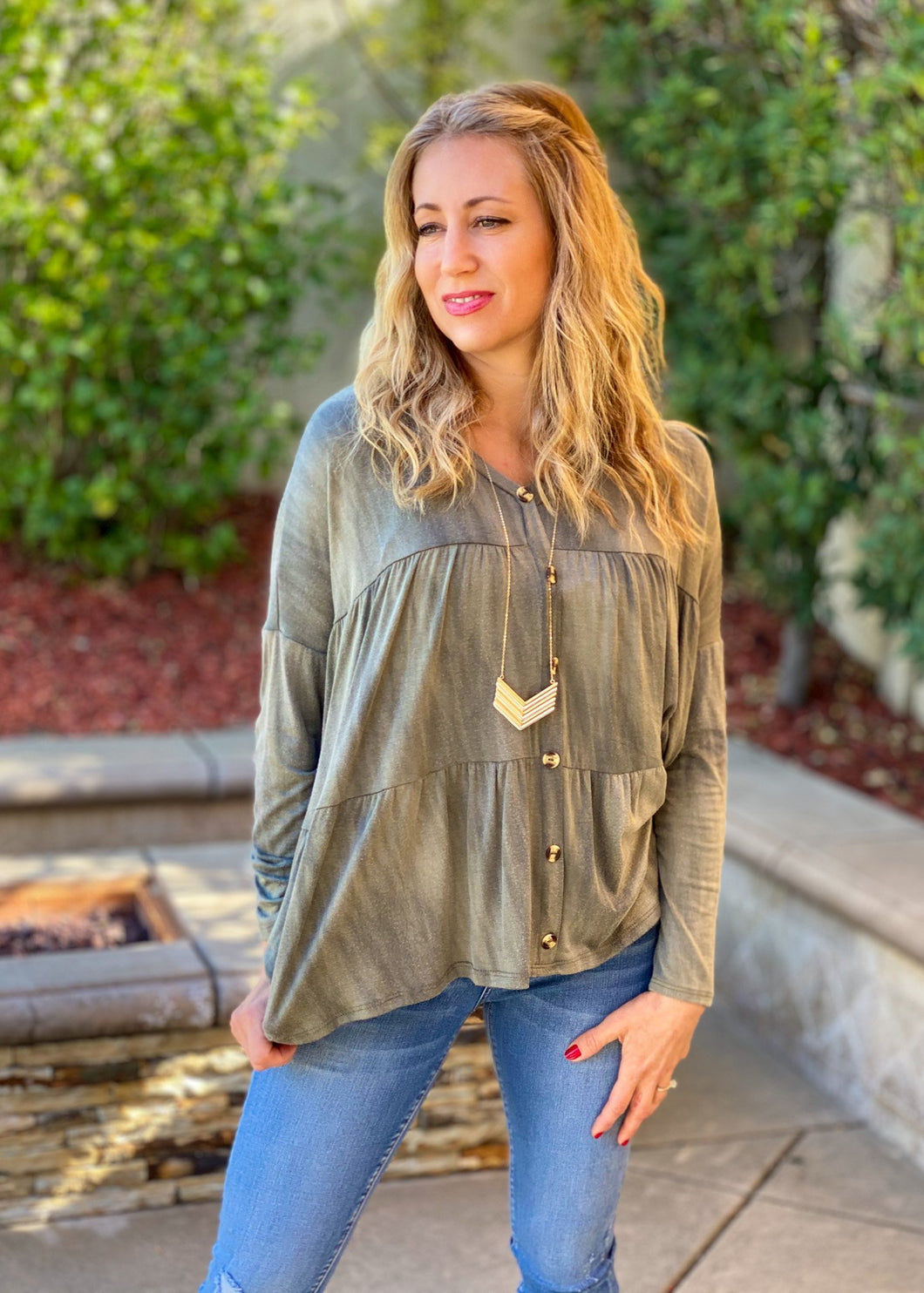 Falling Into Spring Long Sleeve Ruffle Top