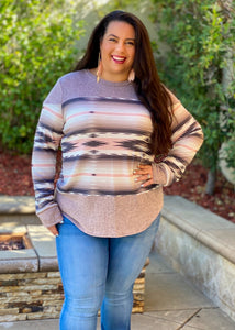 Soft Southwest Long Sleeve Waffle Top