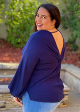 Load image into Gallery viewer, Navy Waffle Knit Open Back Top