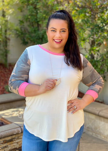 Hiding in Pink 3/4 Sleeve Top