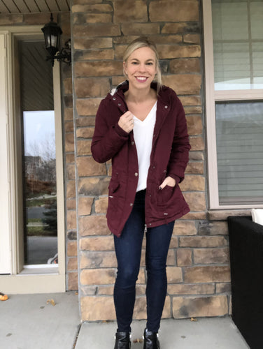 Maroon Jacket with plaid lining