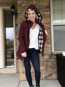 Maroon Jacket with plaid lining