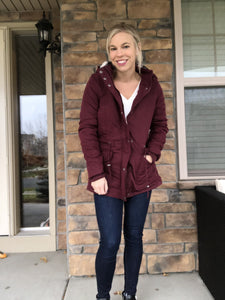Maroon Jacket with plaid lining
