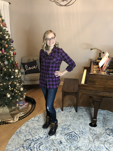 Purple and Black plaid buttondown (big check)