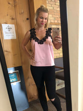 Load image into Gallery viewer, &quot;Silk&quot; pink cami with black lace