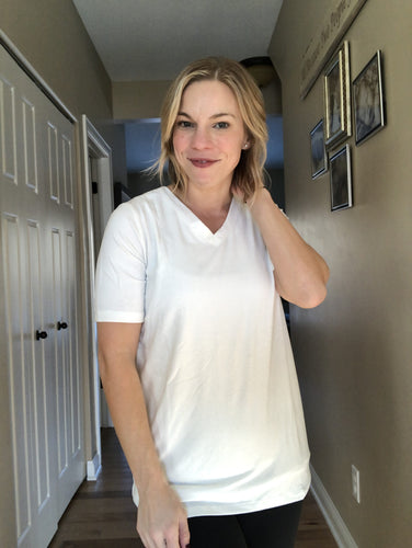 White V-Neck tee