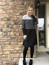 Load image into Gallery viewer, Cozy color blocked stripe dress
