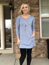Load image into Gallery viewer, Back button slate blue tunic