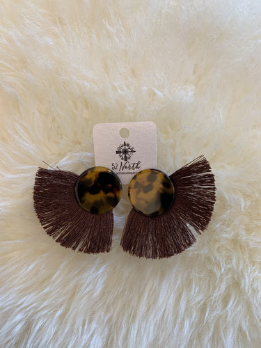 Brown fringe earring