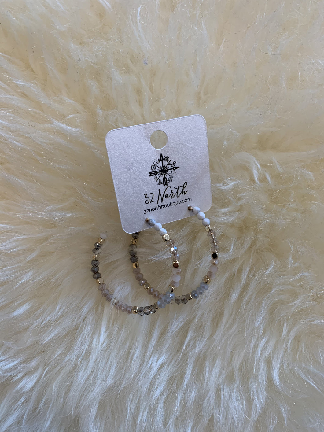 grey beaded hoops