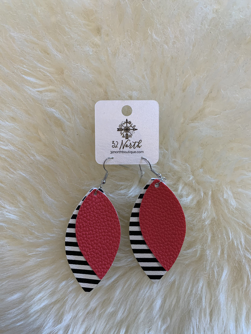 hot pink + stripe layer earring