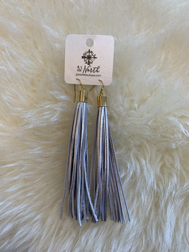 Leather silver fringe earring