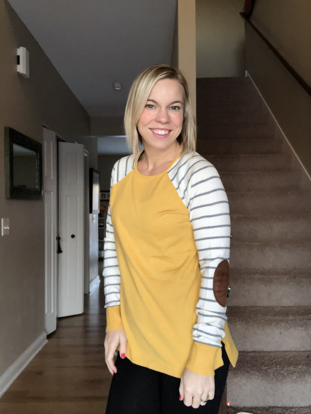 Mustard Striped Raglan sweater