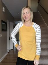 Load image into Gallery viewer, Mustard Striped Raglan sweater