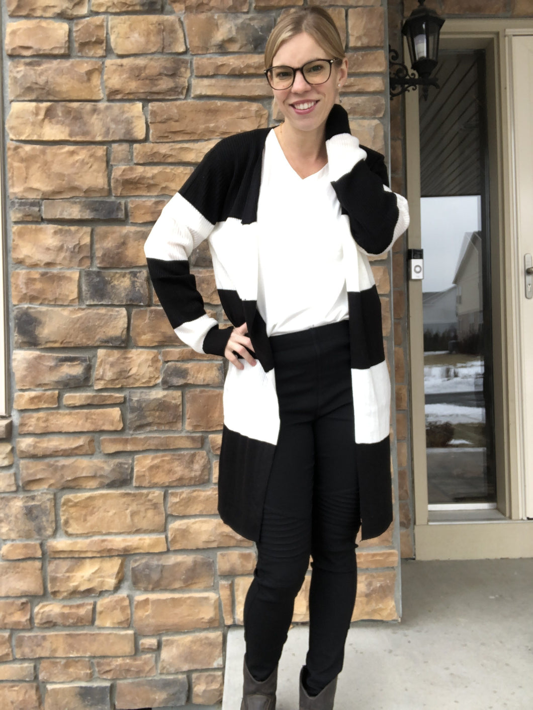 Black and white sweater