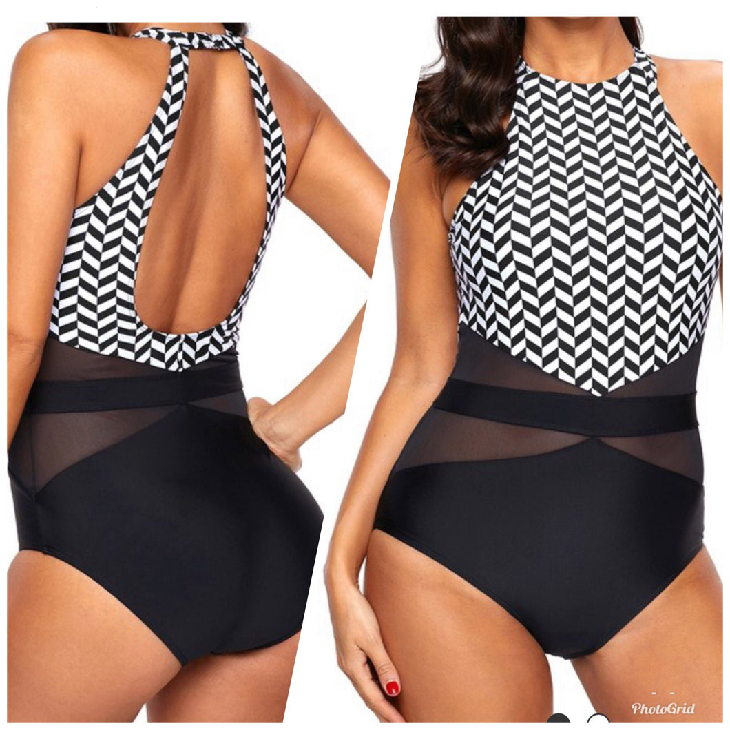 One Piece black and white Swimsuit