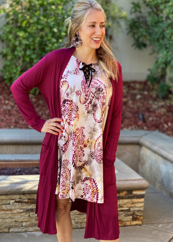 Come Away With Me Burgundy Duster