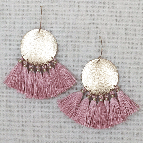 Pink Fringe Earring