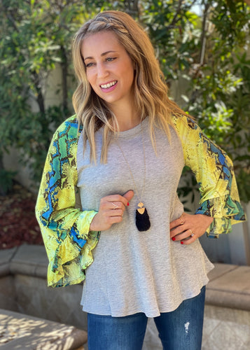 Snake Charmer Bell Sleeve Top