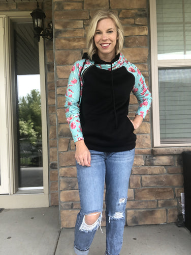 Black/Floral double hoodie