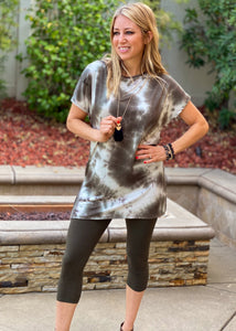 Olive You Tie Dye Ruched Back Tee