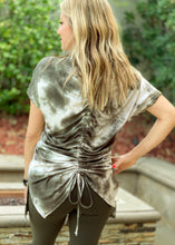 Load image into Gallery viewer, Olive You Tie Dye Ruched Back Tee
