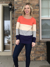 Load image into Gallery viewer, Orange color blocked sweater