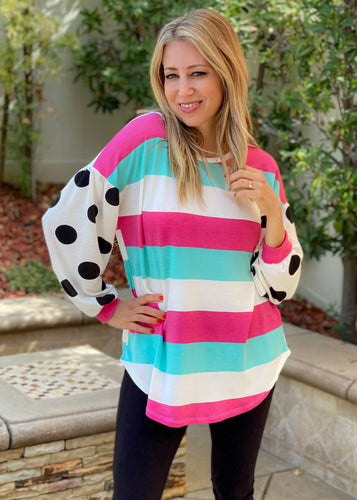 Springy Polka Long Sleeve Top