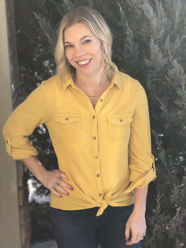 Mustard collared button down