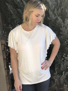 White flutter sleeve tee