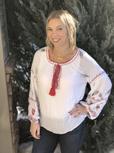 Load image into Gallery viewer, Emboidered long sleeve white top