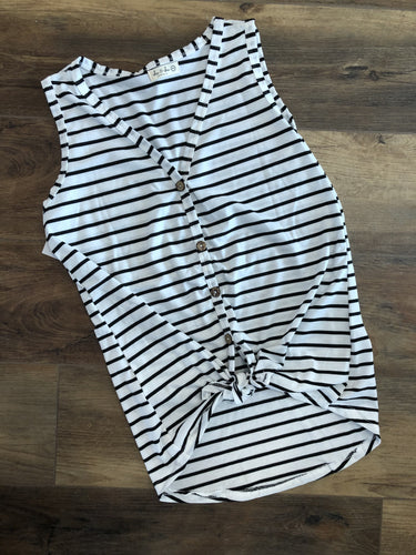 Black and white button down tank
