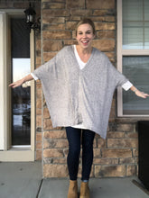 Load image into Gallery viewer, SWEATER FABRIC OVERSIZE V-NECK PONCHO- grey