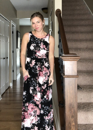 Black floral maxi dress