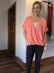 Dark Coral draped tee