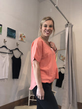 Load image into Gallery viewer, Dark Coral draped tee