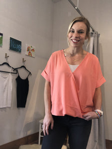 Dark Coral draped tee