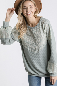 I've Got Your Attention Embroidered Waffle Sweatshirt