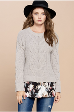Load image into Gallery viewer, Little Pop of Floral Cable Knit Sweater