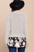 Load image into Gallery viewer, Little Pop of Floral Cable Knit Sweater