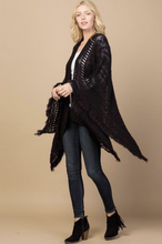 Load image into Gallery viewer, Out In The Cold Knitted Fringed Poncho