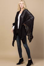 Load image into Gallery viewer, Out In The Cold Knitted Fringed Poncho