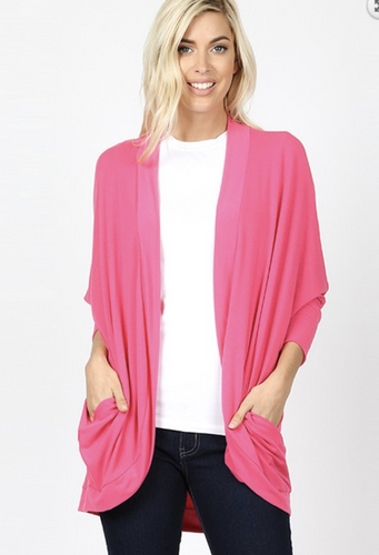 3/4 SLEEVE COCOON WRAP CARDIGAN