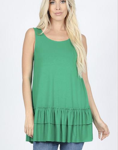 Kelly Green Ruffle Tank
