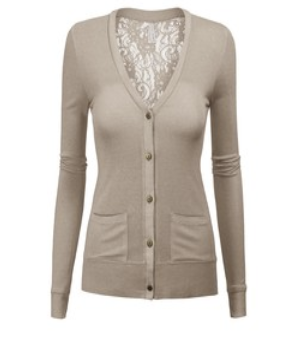 Ivory cardigan with lace back