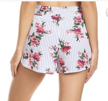Load image into Gallery viewer, Paperbag waist shorts Floral Stripe