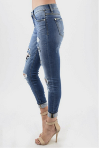 Wild One Leopard Patched Judy Blue Skinnies
