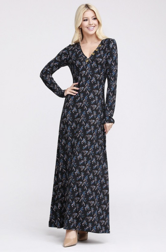 Winter Floral Maxi Dress